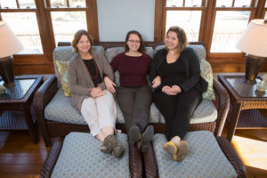 Danielle Jensen-Ryan with faculty advisor Laura German and fellow graduate student Franchesca Judd. At the Loren Smith Center for Cancer support... Griffin-DuBose Healing Lodge.