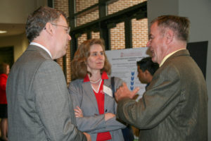 UGA’s Wayne Hanna speaks with CAES dean Sam Pardue and Pamela Whitten, provost of UGA. March 17, 2016